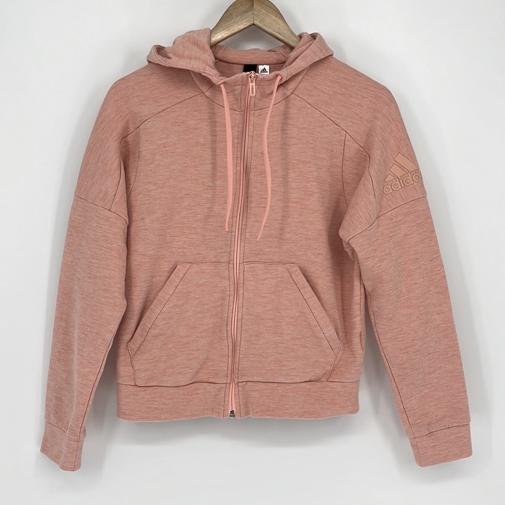 Adidas ID Melang Hooded Full Zip Track Jacket Pink Size Small - Picture 3 of 12